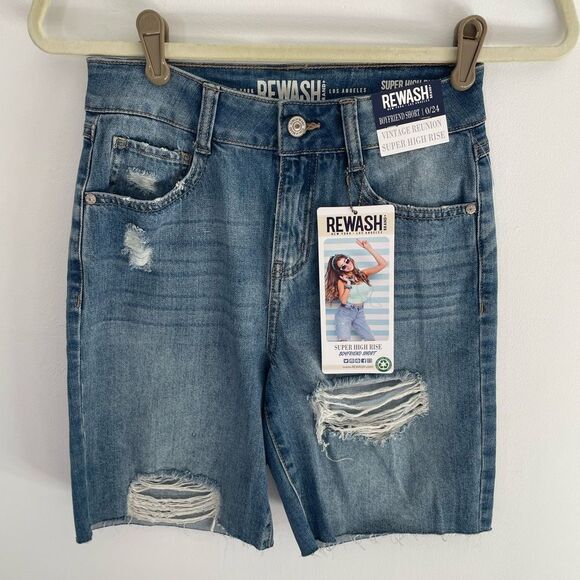 REWASH Vintage Reunion Super High Rise Jean Shorts. Size 0/24 New - Picture 2 of 7